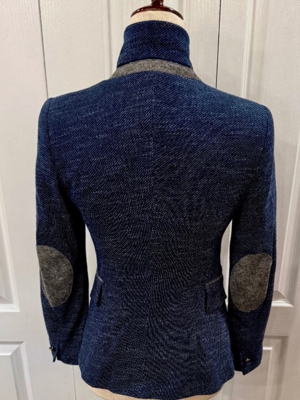 Women's Size S Blazer by Zara, Navy, Elbow Pads, Cotton, lined, Equestrian Vibe